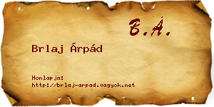 Brlaj Árpád névjegykártya