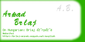 arpad brlaj business card